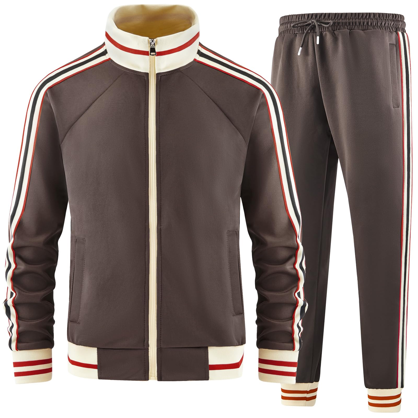 Men Track Suits Sets Long Sleeve Full-zip Sweatsuit Active Jackets and Pants 2 Piece Outfits