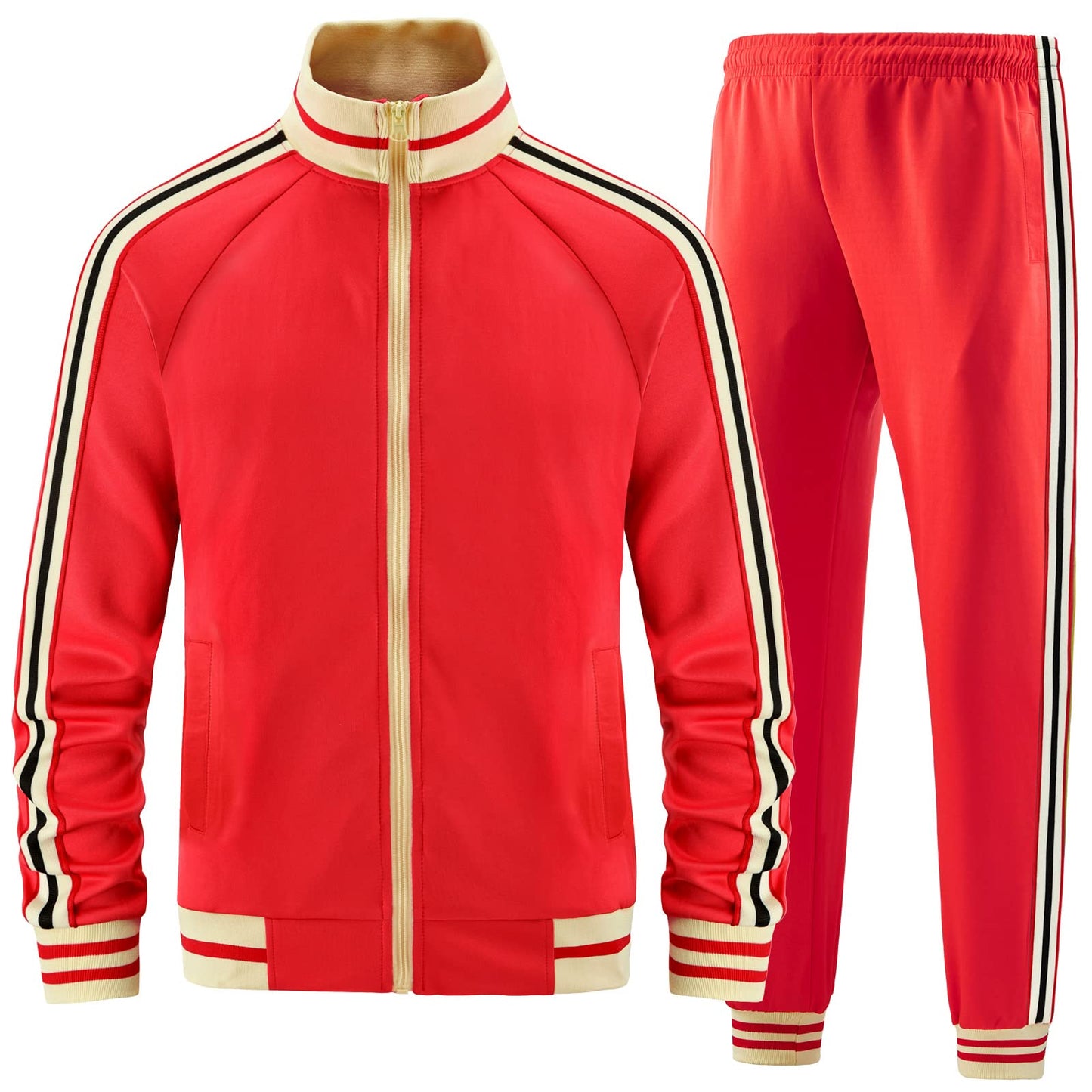 Men Track Suits Sets Long Sleeve Full-zip Sweatsuit Active Jackets and Pants 2 Piece Outfits