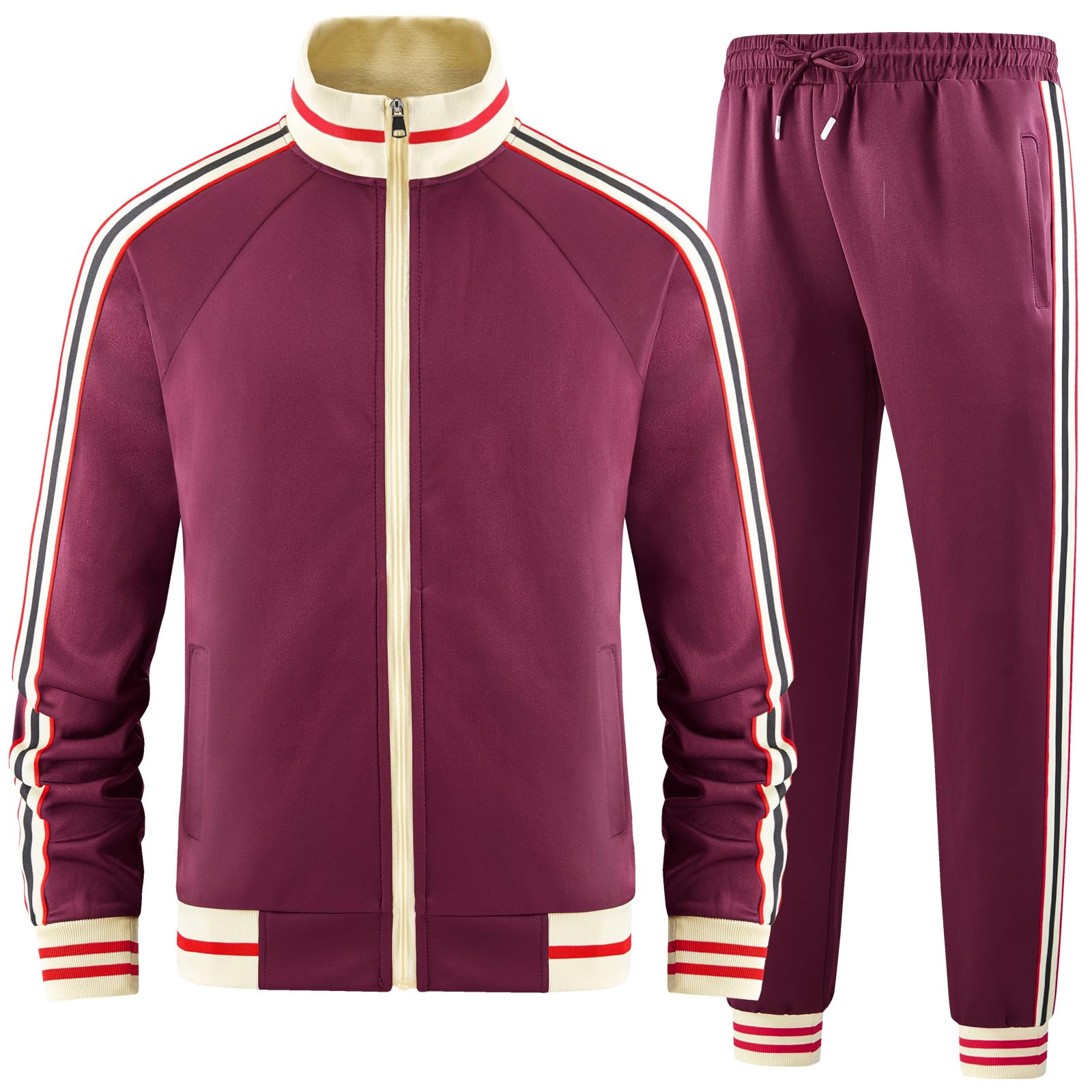 Men Track Suits Sets Long Sleeve Full-zip Sweatsuit Active Jackets and Pants 2 Piece Outfits