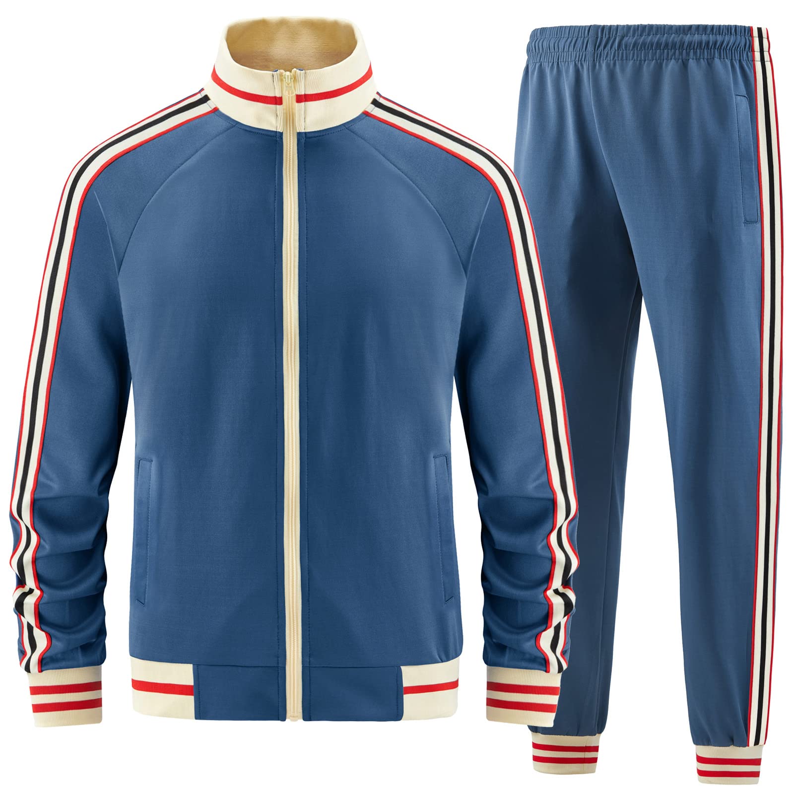 Men Track Suits Sets Long Sleeve Full-zip Sweatsuit Active Jackets and Pants 2 Piece Outfits