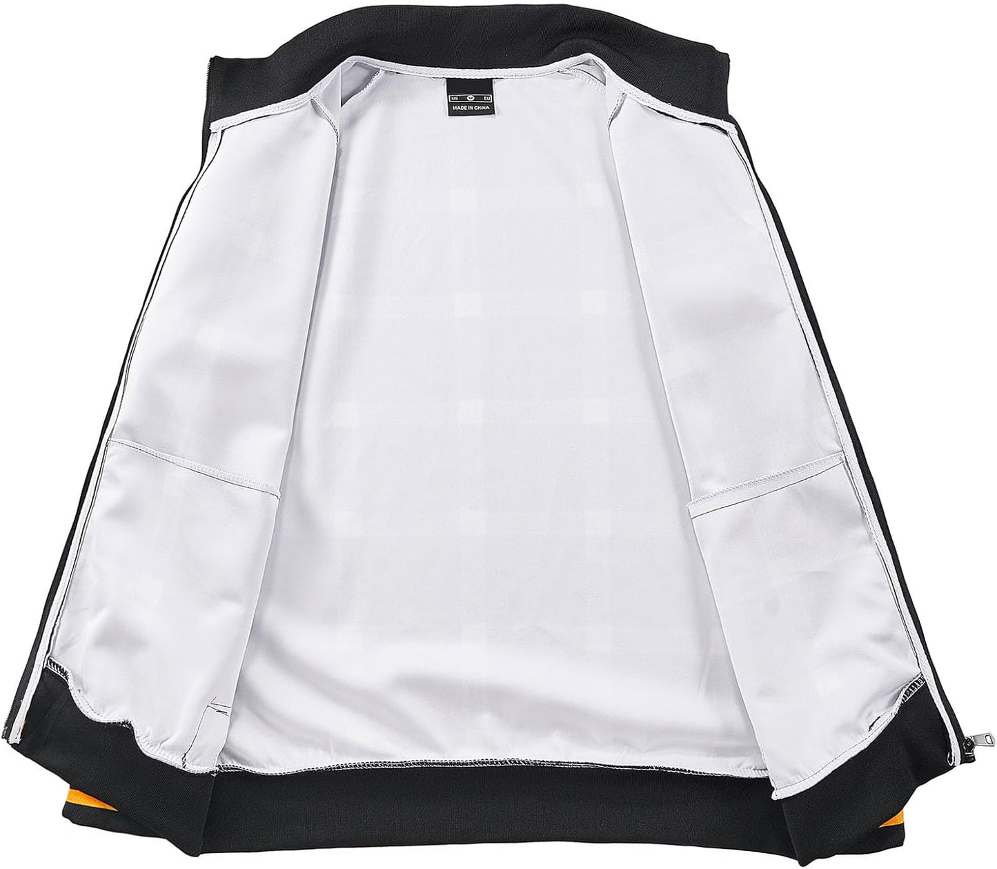 Men Tracksuits Full-zip Long Sleeve Plaid Track Jackets and Pants 2 Piece