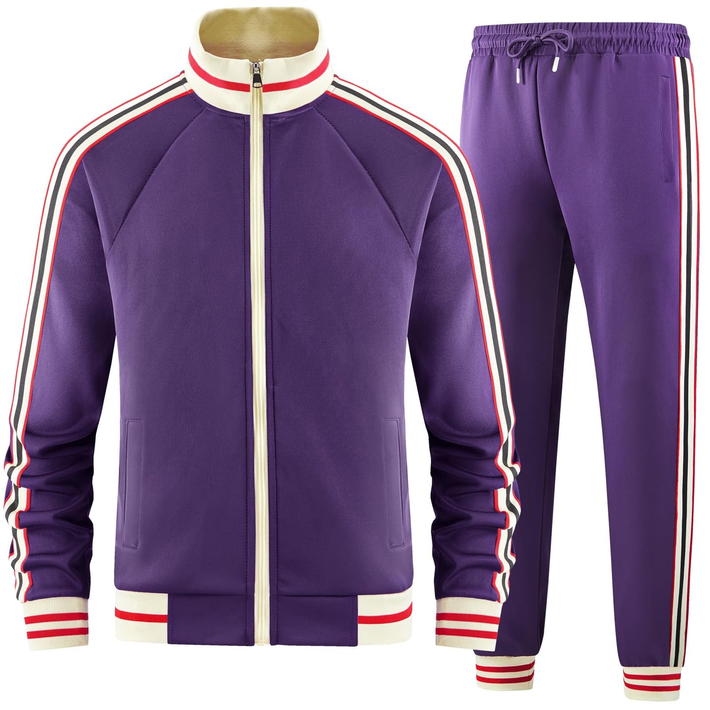 Men Track Suits Sets Long Sleeve Full-zip Sweatsuit Active Jackets and Pants 2 Piece Outfits