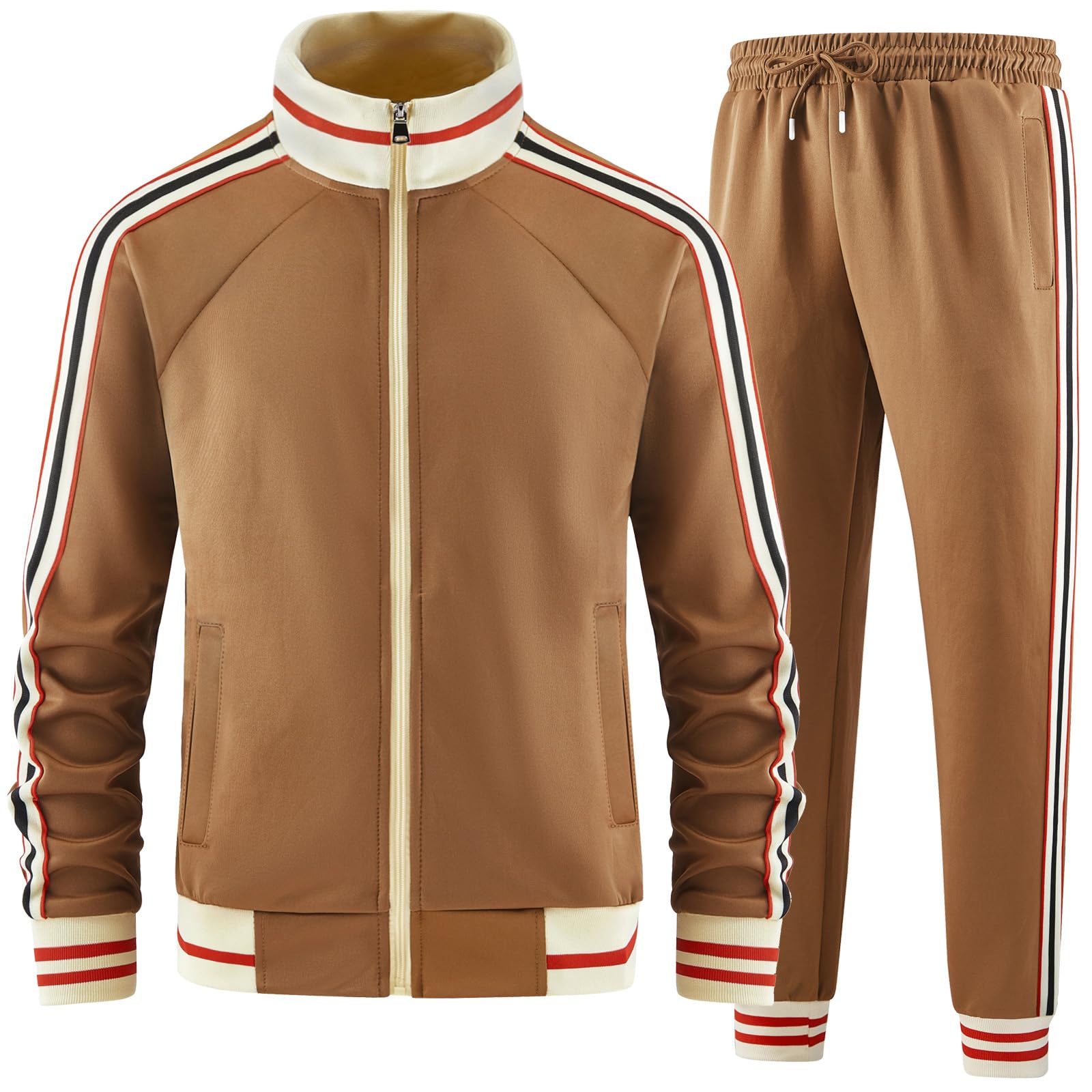 Men Track Suits Sets Long Sleeve Full-zip Sweatsuit Active Jackets and Pants 2 Piece Outfits