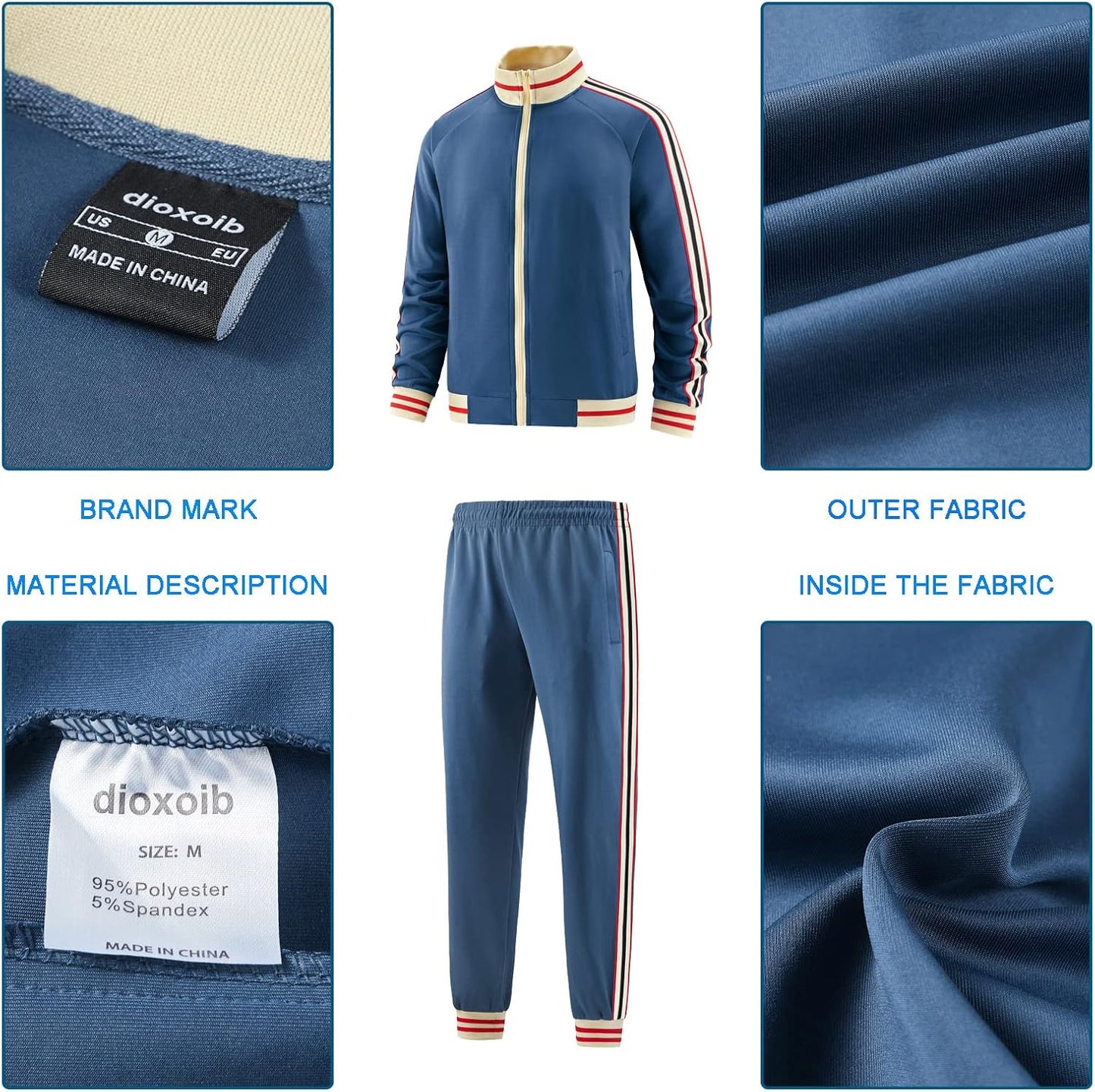Men Track Suits Sets Long Sleeve Full-zip Sweatsuit Active Jackets and Pants 2 Piece Outfits